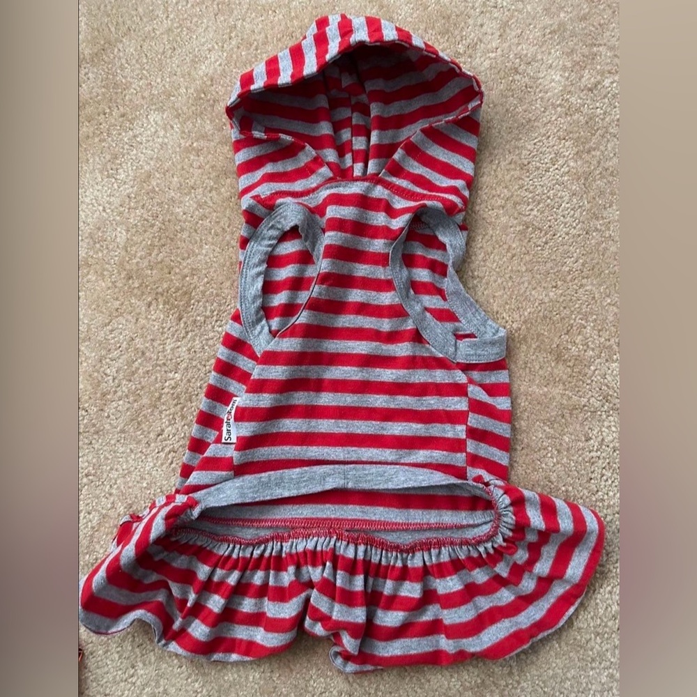 Striped Red and Gray Dog Hoodie Dress
